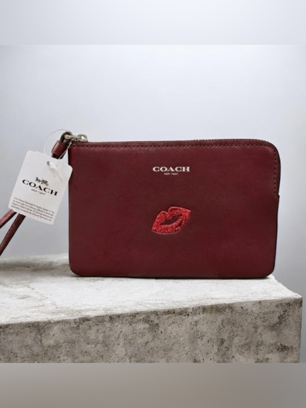 NWT Coach Red Coin Pouch with Interior Card Slot